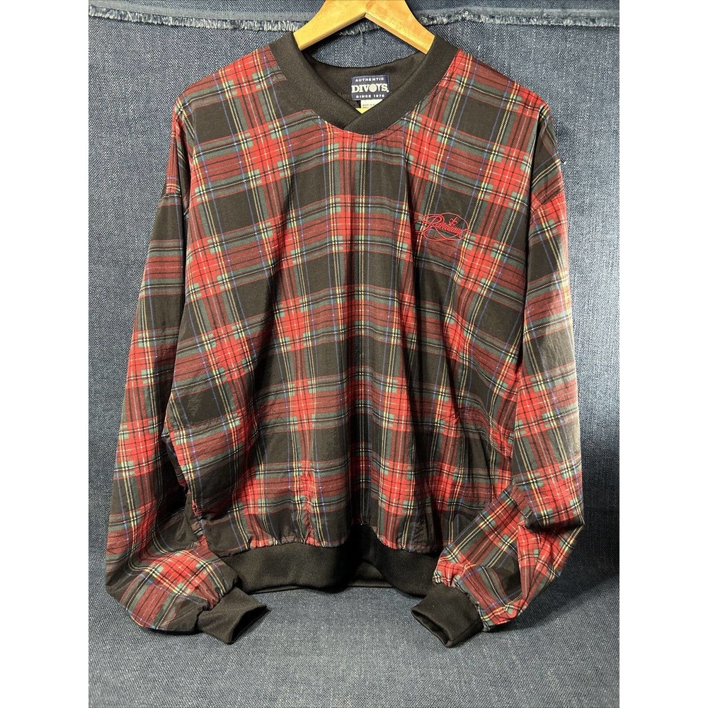 VTG Divots Golf Pullover Womens Medium Windbreaker Plaid Embroidered Raveneaux
